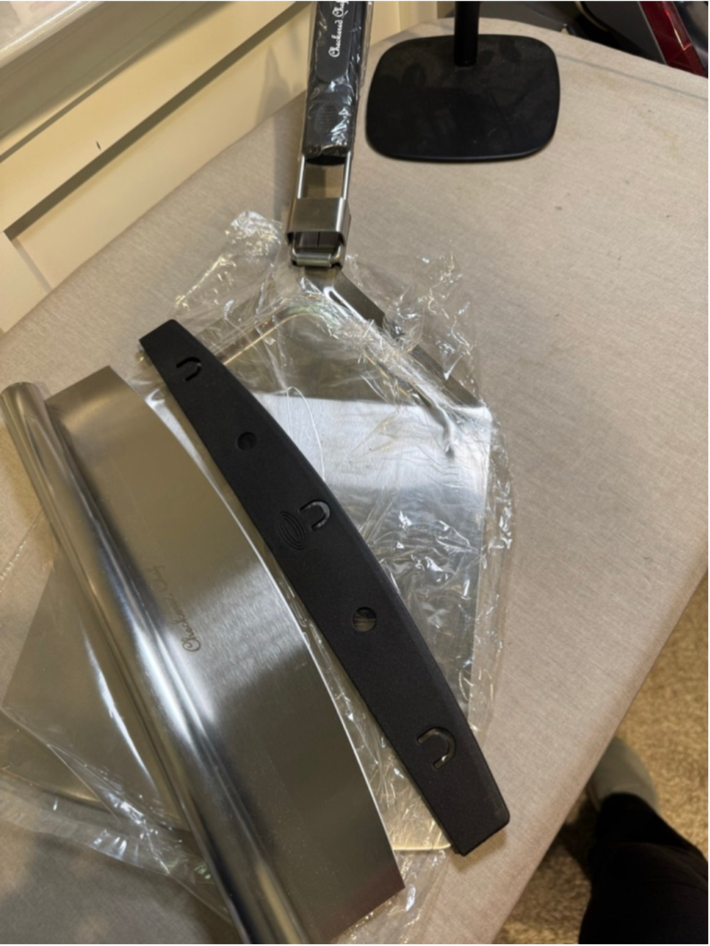 Checkered Chef Silver and Black Pizza Peel/Spatula & Cutter and Peel Set